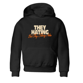 They Hating But Taking Notes baby and kids t-shirt crafted for little sneakerheads to shine with the Air Jordan 3 Starfish sneakers, displayed in Black 2.