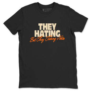 They Hating But Taking Notes sneaker match t-shirt styled to complete your fit with the Air Jordan 3 Starfish sneakers, shown in Black 2.
