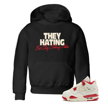 Perfect Valentine's Day Gifts graphic tee  – Graphic Tees To Match Air Jordan 4 Valentines Day – They Hating But Taking Notes Kids Graphic T-Shirt Black 1
