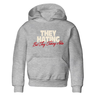 Perfect Valentine's Day Gifts graphic tee  – Graphic Tees To Match Air Jordan 4 Valentines Day – They Hating But Taking Notes Kids Graphic T-Shirt Heather Grey 2