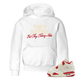 Perfect Valentine's Day Gifts graphic tee  – Graphic Tees To Match Air Jordan 4 Valentines Day – They Hating But Taking Notes Kids Graphic T-Shirt White 1