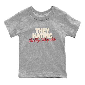Perfect Valentine's Day Gifts graphic tee  – Graphic Tees To Match Air Jordan 4 Valentines Day – They Hating But Taking Notes Kids Graphic T-Shirt Heather Grey 2