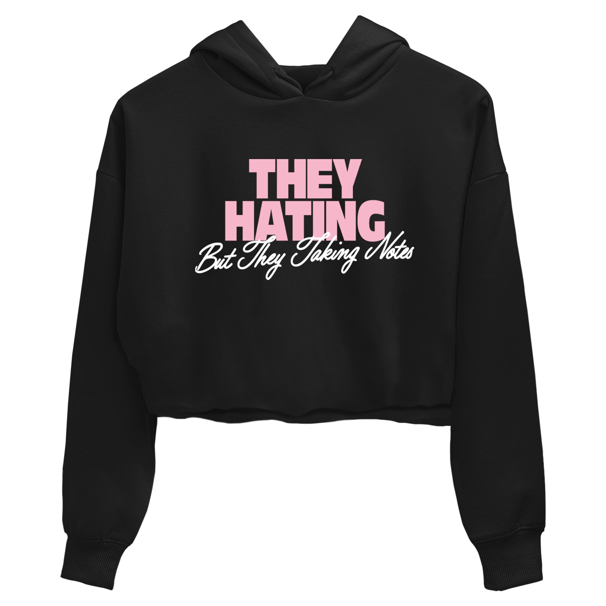 They Hating But Taking Notes womens crop tee made to vibe with the Air Jordan 5 35th Anniversary sneakers — the perfect match in Black 2.