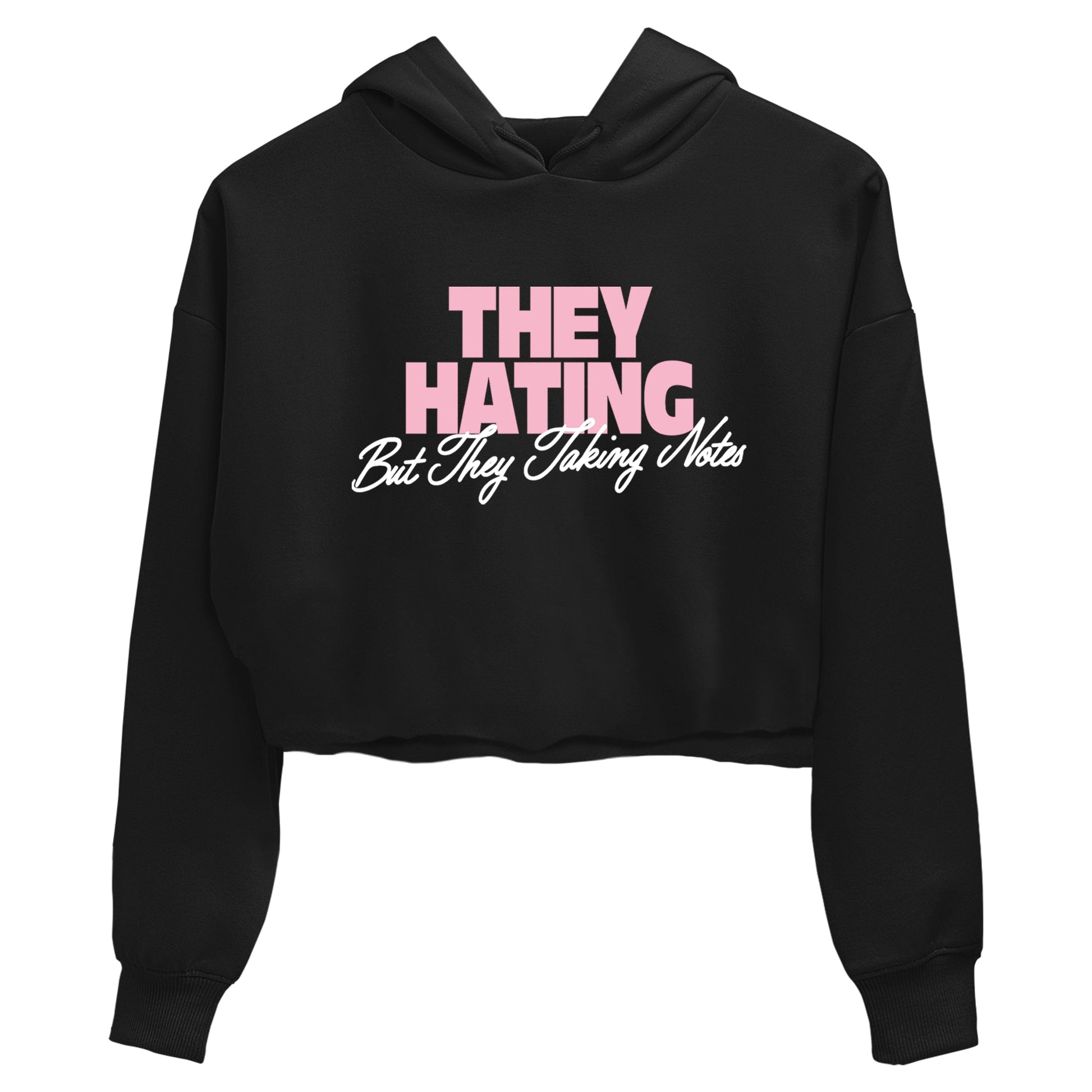 They Hating But Taking Notes womens crop tee made to vibe with the Air Jordan 5 35th Anniversary sneakers — the perfect match in Black 2.