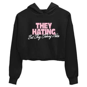 They Hating But Taking Notes womens crop tee made to vibe with the Air Jordan 5 35th Anniversary sneakers — the perfect match in Black 2.