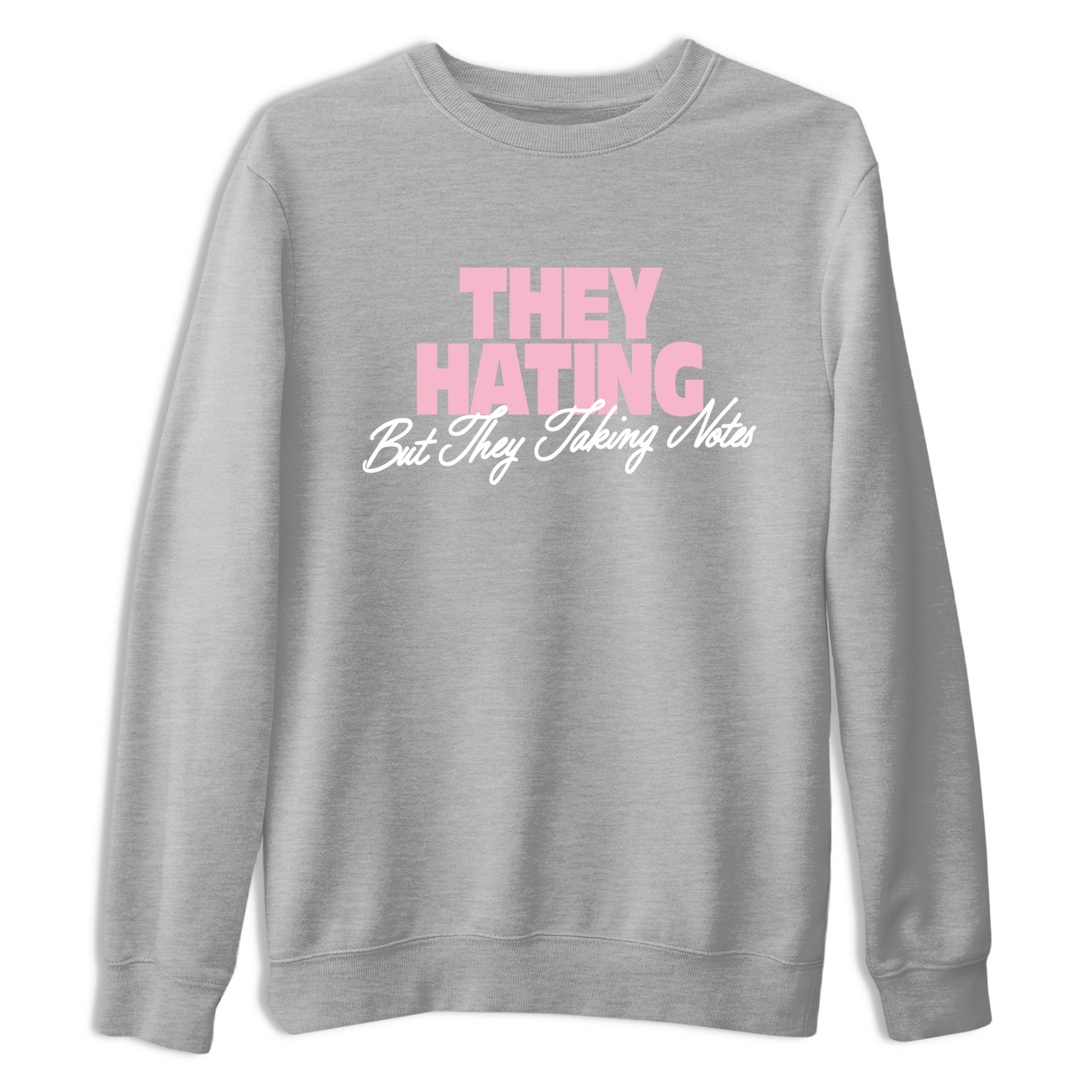 They Hating But Taking Notes sneaker match t-shirt styled to complete your fit with the Air Jordan 5 35th Anniversary sneakers, shown in Heather Grey 2.