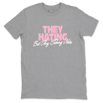 They Hating But Taking Notes sneaker match t-shirt styled to complete your fit with the Air Jordan 5 35th Anniversary sneakers, shown in Heather Grey 2.