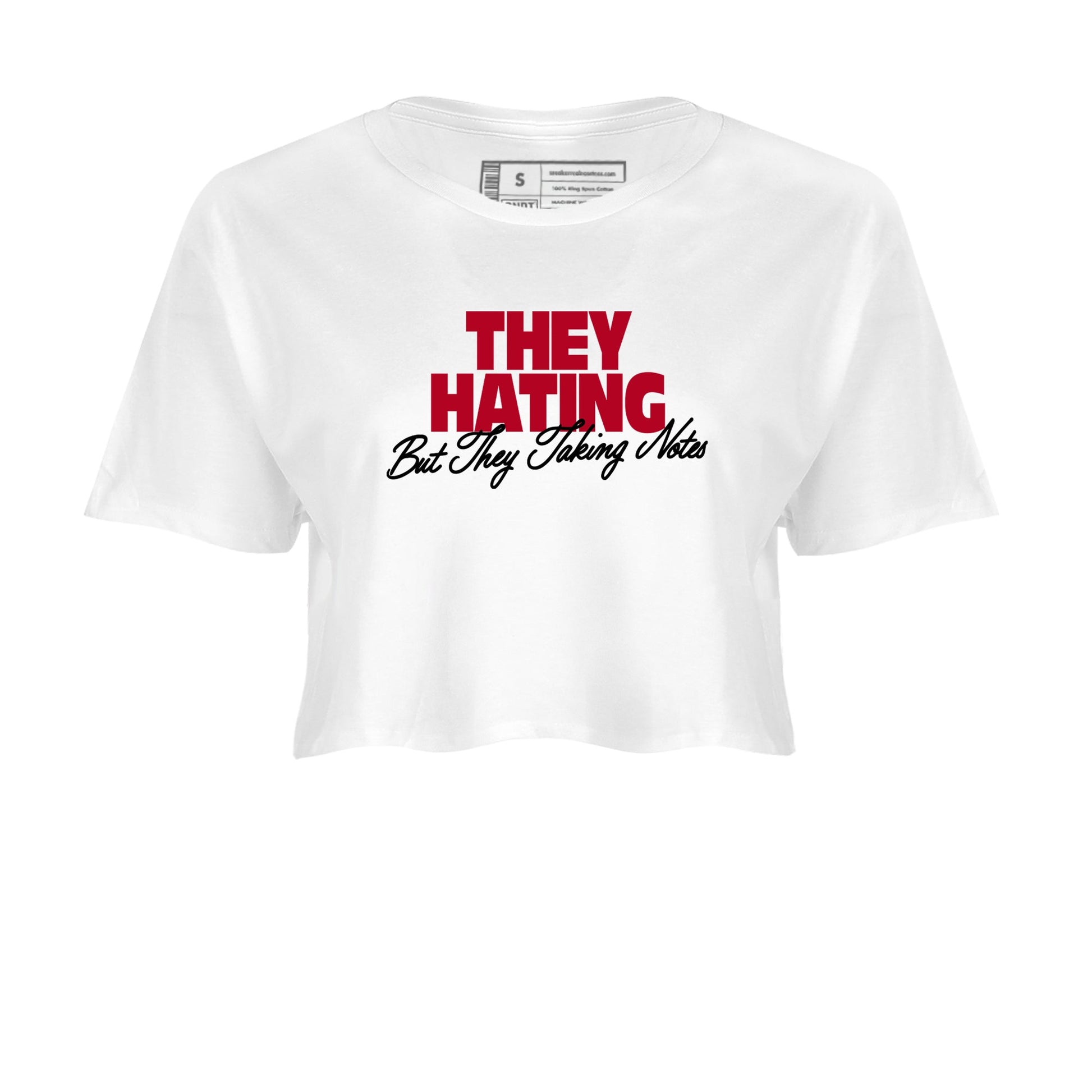 Sneaker Threads – Sneaker Tees To Match Air Jordan 8 Bunny – They Hating But Taking Notes Crop Tee White 2. Perfect for Jordan releases 2025 colorways.