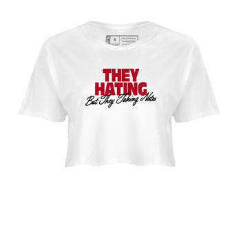 Sneaker Threads – Sneaker Tees To Match Air Jordan 8 Bunny – They Hating But Taking Notes Crop Tee White 2. Perfect for Jordan releases 2025 colorways.