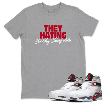 Sneaker Threads – Sneaker Tees To Match Air Jordan 8 Bunny – They Hating But Taking Notes Graphic Tee Heather Grey 1. Perfect for Jordan releases 2025 colorways.