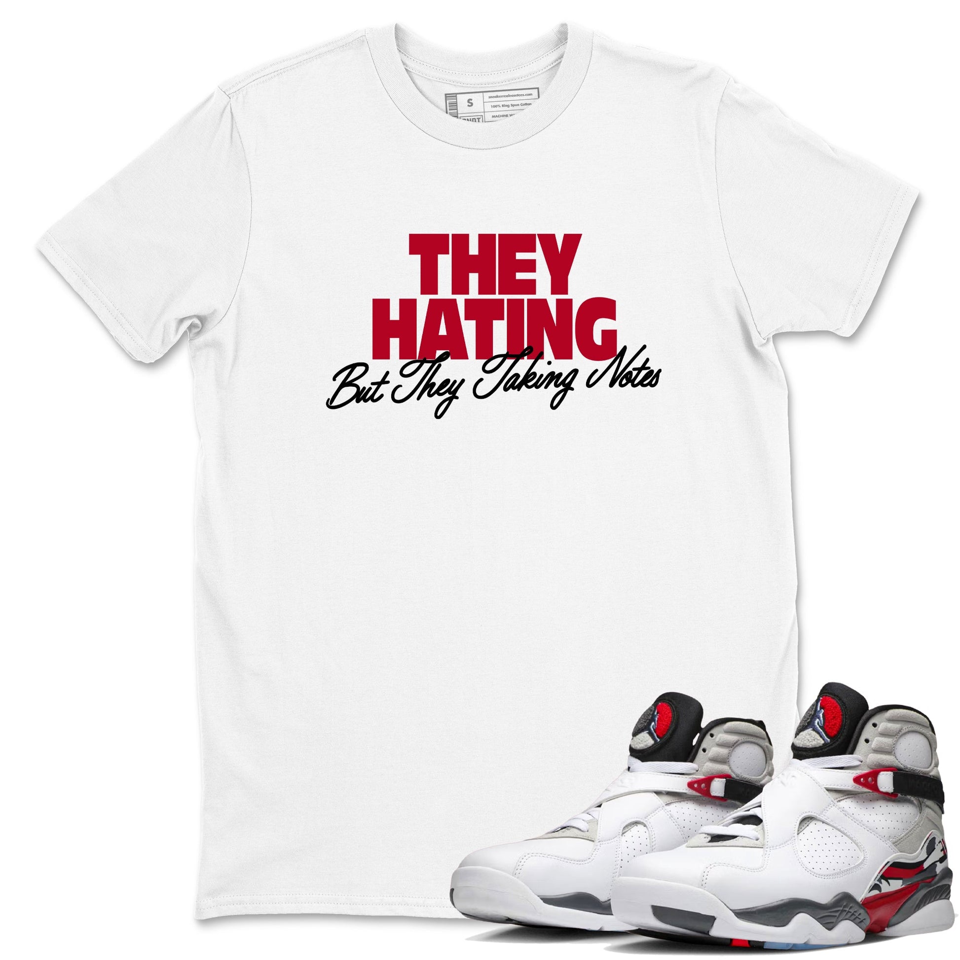 Sneaker Threads – Sneaker Tees To Match Air Jordan 8 Bunny – They Hating But Taking Notes Graphic Tee White 1. Perfect for Jordan releases 2025 colorways.