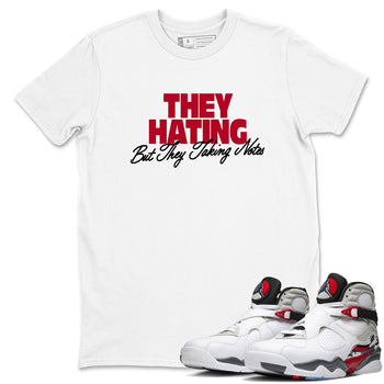 Sneaker Threads – Sneaker Tees To Match Air Jordan 8 Bunny – They Hating But Taking Notes Graphic Tee White 1. Perfect for Jordan releases 2025 colorways.