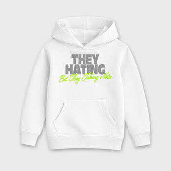 Sneakerfit graphic tee destination – Sneaker Tees To Match Air Max 90 Neon Yellow Sneakers – They Hating But Taking Notes Kids T-Shirt White 2