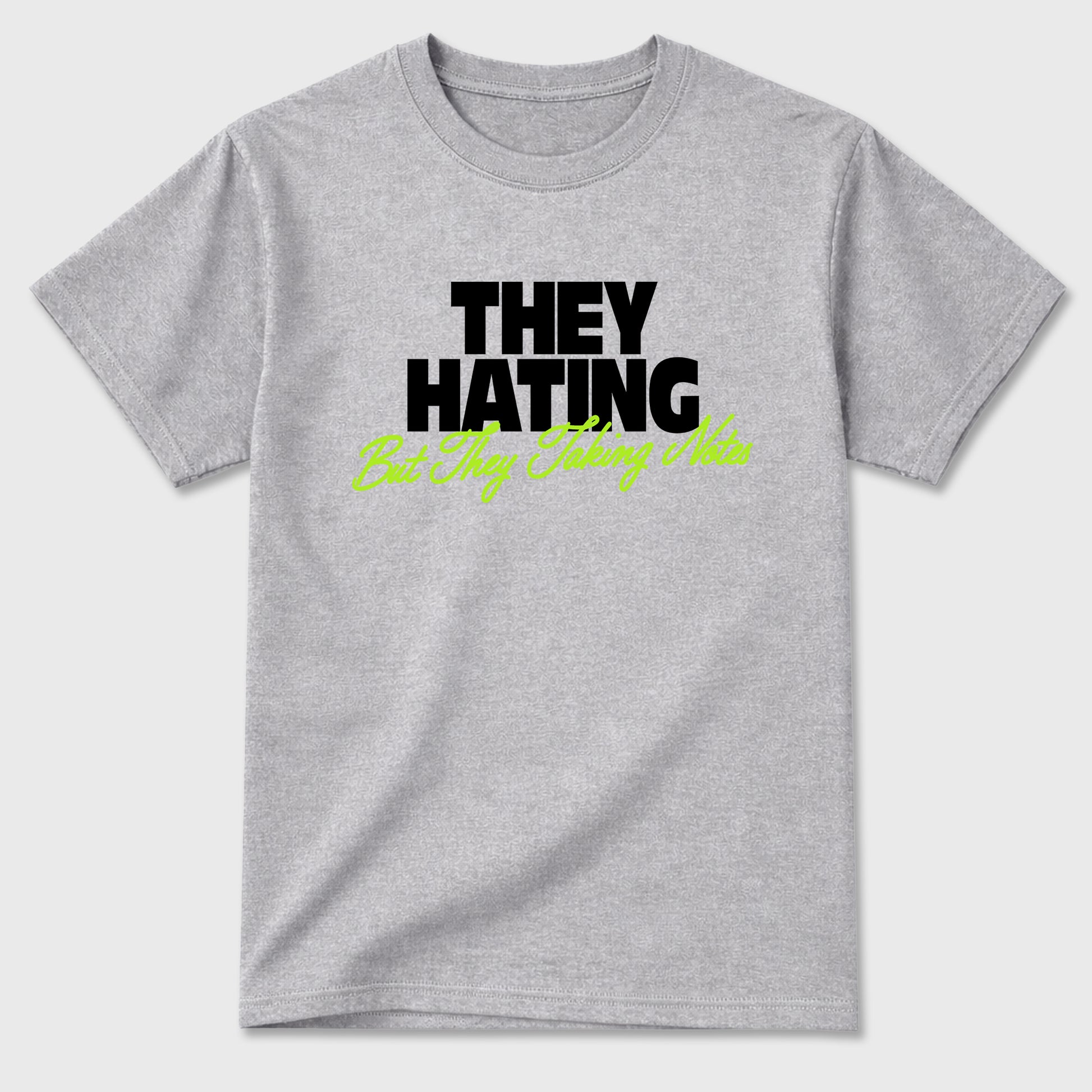 Sneakerfit graphic tee destination – Sneaker Tees To Match Air Max 90 Neon Yellow Sneakers – They Hating But Taking Notes Tee Heather Grey 2