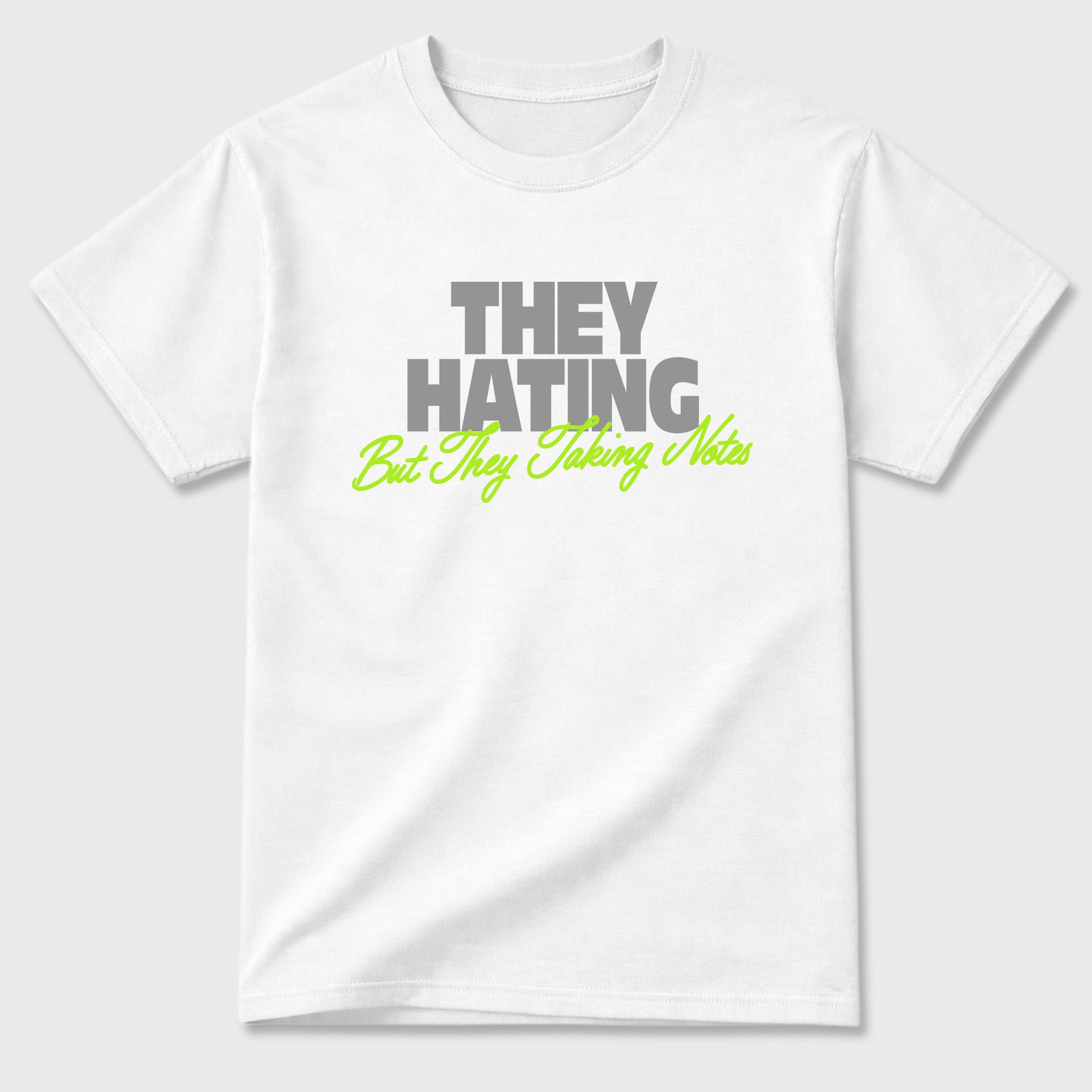 Sneakerfit graphic tee destination – Sneaker Tees To Match Air Max 90 Neon Yellow Sneakers – They Hating But Taking Notes Tee White 2