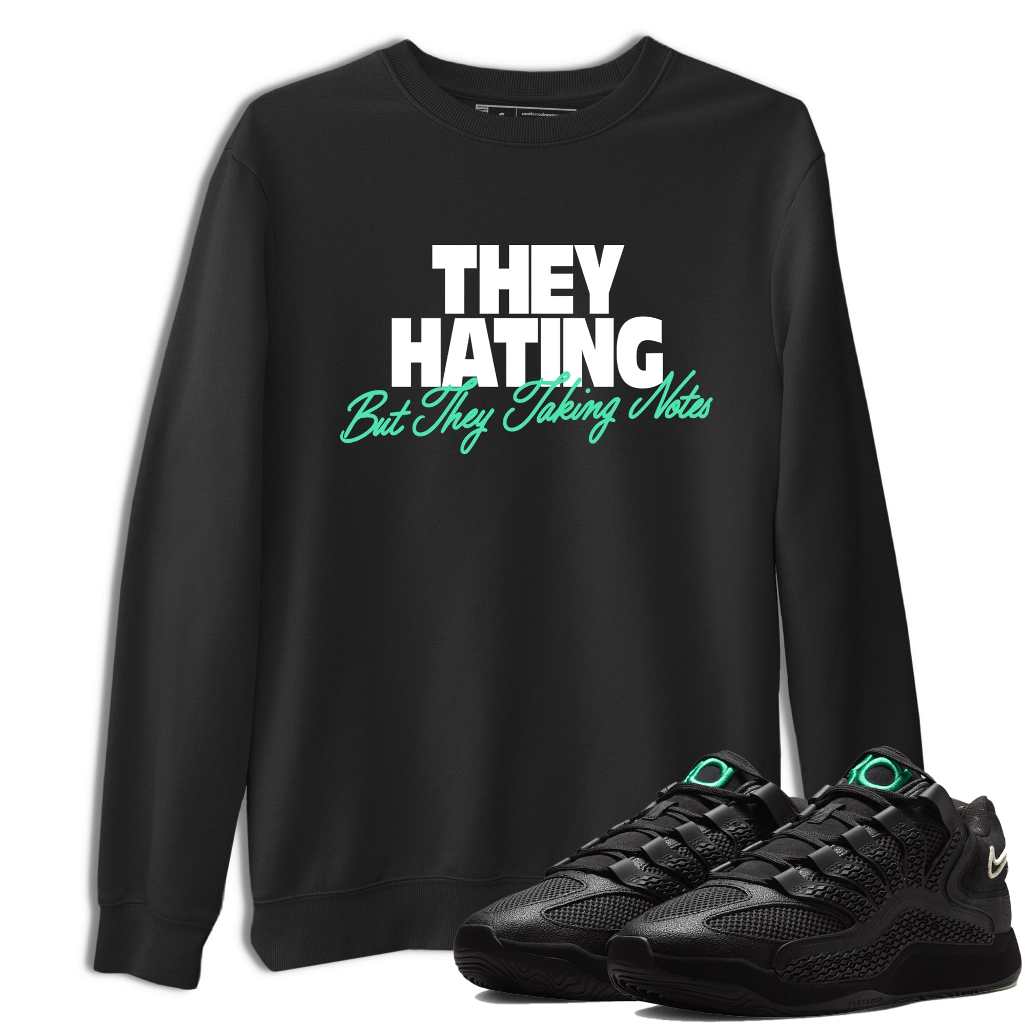 Sneaker Threads – Sneaker Tees To Match Nike KD 18 Black Label – They Hating But Taking Notes Graphic Tee Black 1. Perfect for Jordan releases 2025 colorways. Perfect for Kevin Durant basketball sneaker releases and all-black performance colorways for 2025 hoopers. 