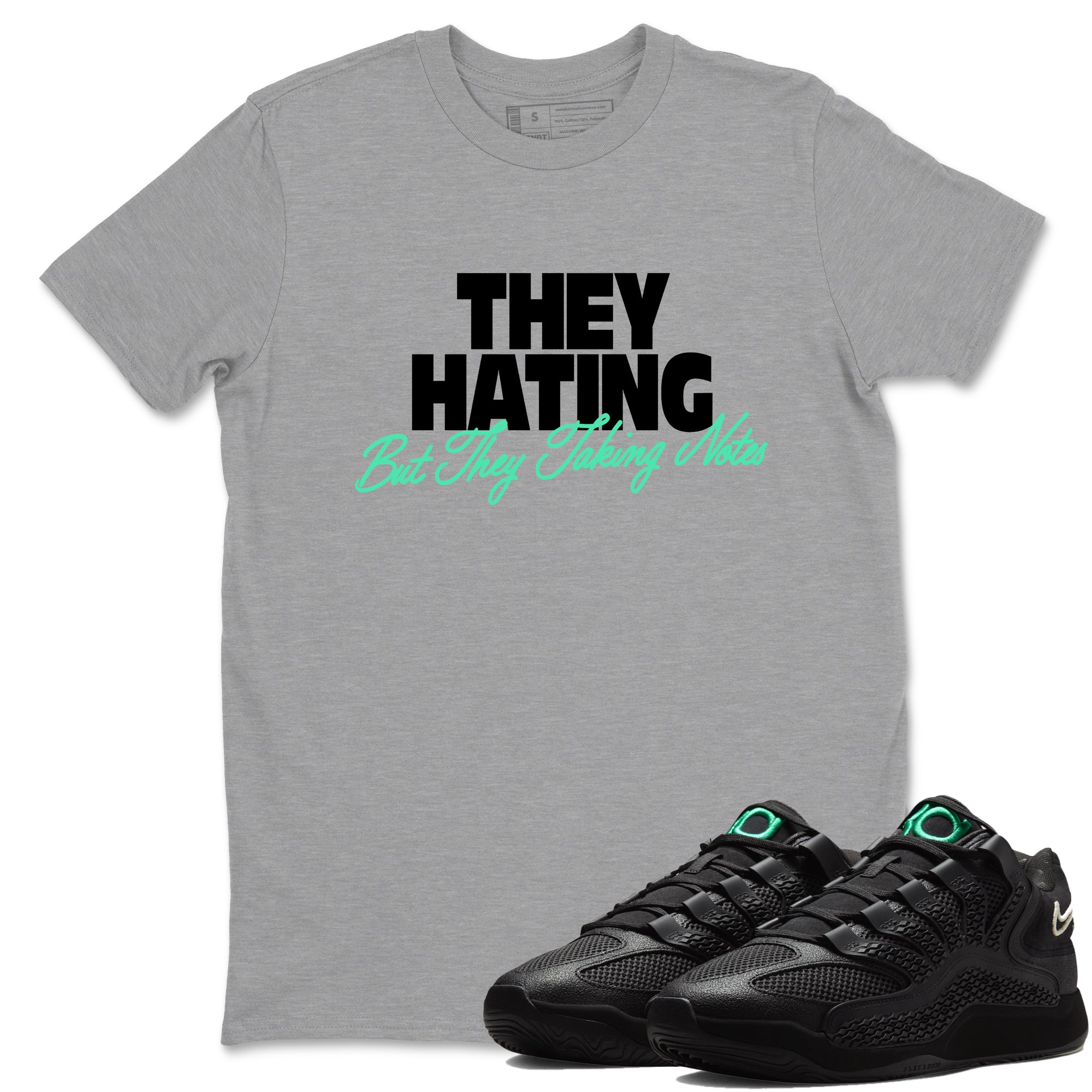 Sneaker Threads – Sneaker Tees To Match Nike KD 18 Black Label – They Hating But Taking Notes Graphic Tee Heather Grey 1. Perfect for Jordan releases 2025 colorways. Perfect for Kevin Durant basketball sneaker releases and all-black performance colorways for 2025 hoopers. 