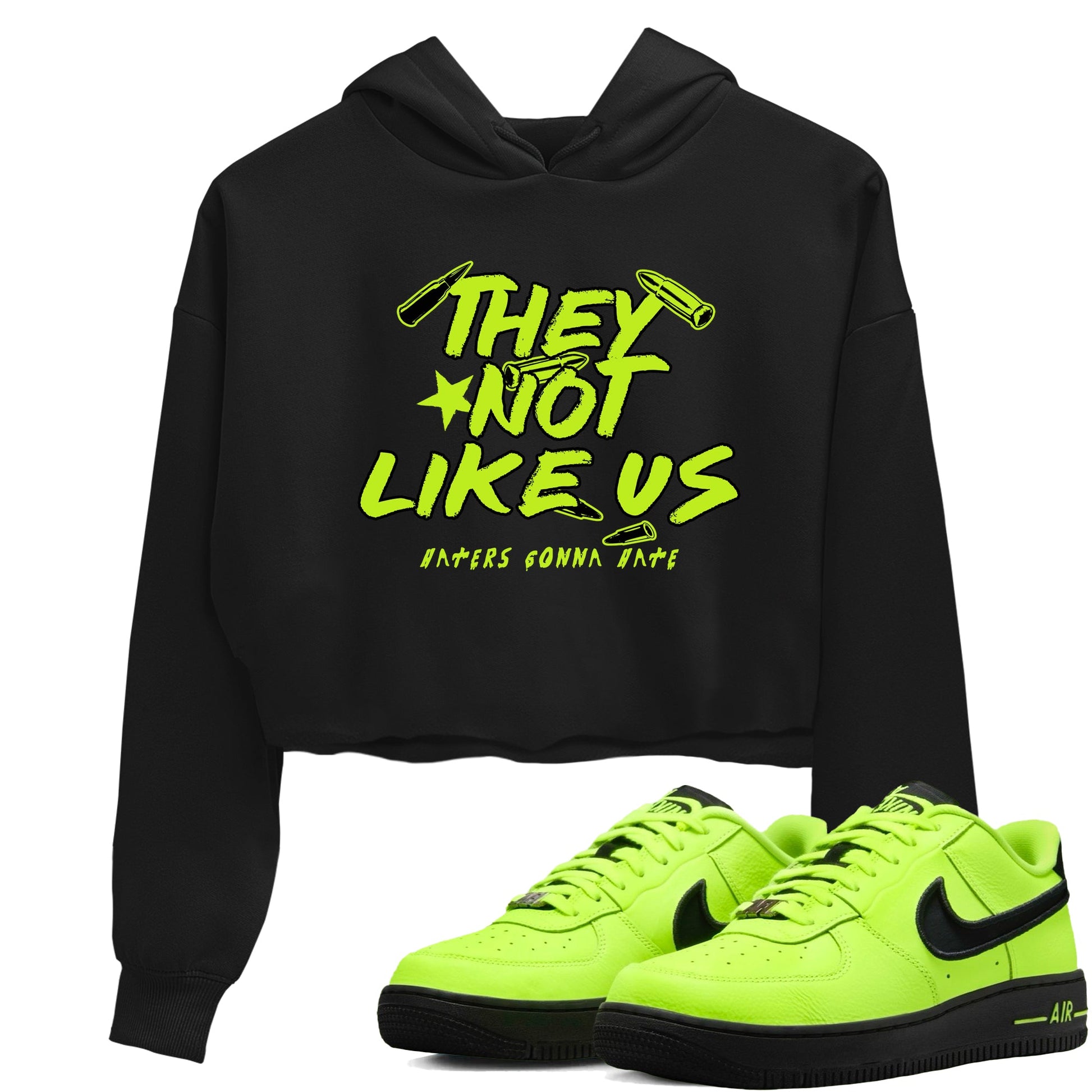 AF1 Volt shirts to match jordans They Not Like Us sneaker match tees Air Force 1 Volt match shoes to clothes SNRT Sneaker Tees unisex cotton Black 1 crop tee