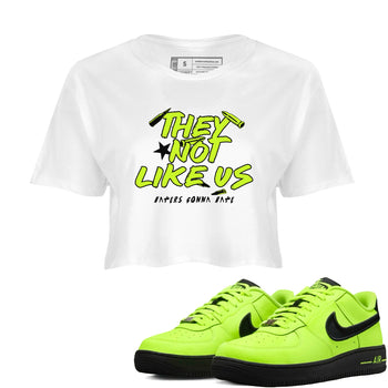 AF1 Volt shirts to match jordans They Not Like Us sneaker match tees Air Force 1 Volt match shoes to clothes SNRT Sneaker Tees unisex cotton White 1 crop tee