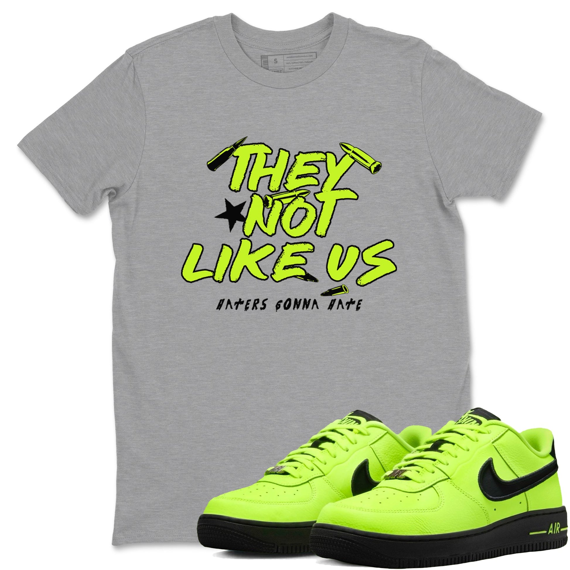 AF1 Volt shirts to match jordans They Not Like Us sneaker match tees Air Force 1 Volt match shoes to clothes SNRT Sneaker Tees unisex cotton Heather Grey 1 shirts