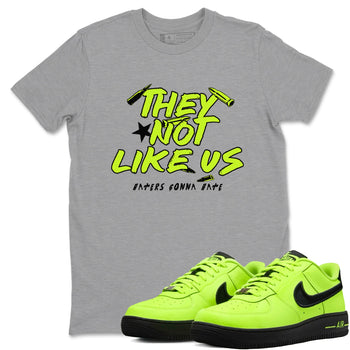 AF1 Volt shirts to match jordans They Not Like Us sneaker match tees Air Force 1 Volt match shoes to clothes SNRT Sneaker Tees unisex cotton Heather Grey 1 shirts