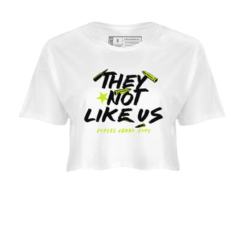 Foams One Black Volt shirts to match jordans They Not Like Us sneaker match tees Air Foamposite One Black and Volt match shoes to clothes SNRT Sneaker Tees unisex cotton White 2 crop tee