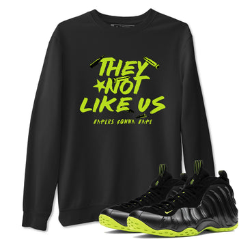 Foams One Black Volt shirts to match jordans They Not Like Us sneaker match tees Air Foamposite One Black and Volt match shoes to clothes SNRT Sneaker Tees unisex cotton Black 1 shirts