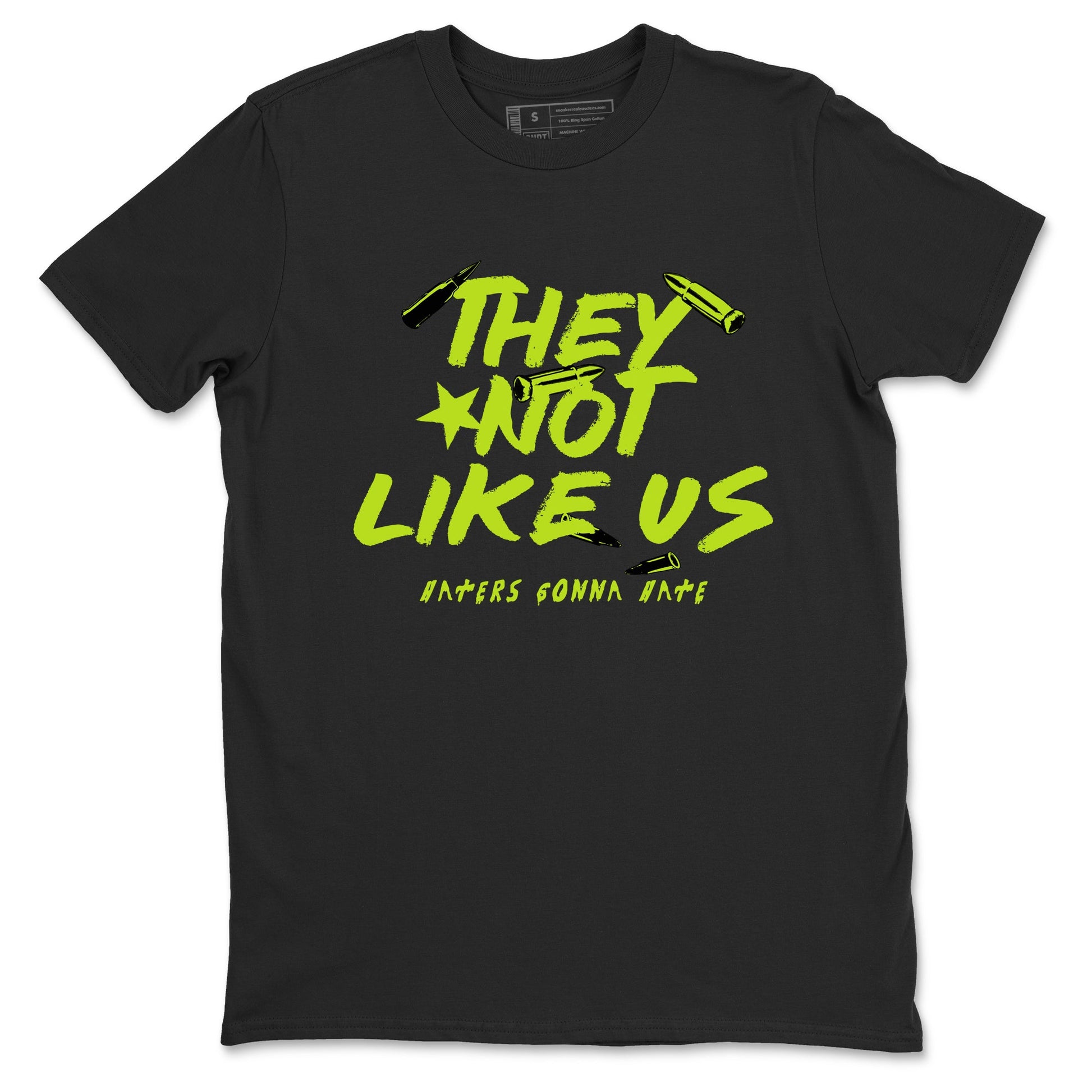 Foams One Black Volt shirts to match jordans They Not Like Us sneaker match tees Air Foamposite One Black and Volt match shoes to clothes SNRT Sneaker Tees unisex cotton Black 2 shirts