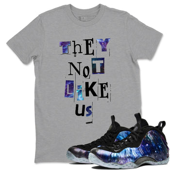 Foams One Galaxy shirts to match jordans They Not Like Us best t shirts to wear with jordans Air Foamposite One Galaxy match shoes to clothes SNRT Sneaker Tees unisex cotton Heather Grey 1 shirts
