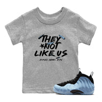 They Not Like Us SNRT Sneaker Tees Kids - Air Foamposite One Psychic Blue