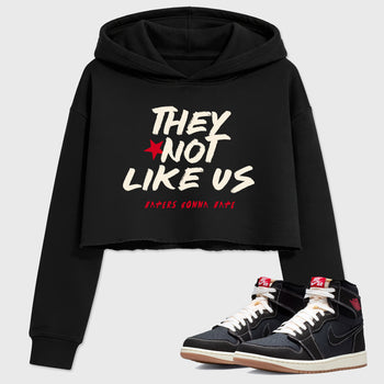 Sneaker match tees – Sneaker Tees To Match Air Jordan 1 Flight Club Shoes – They Not Like Us Crop T-Shirt Black 1