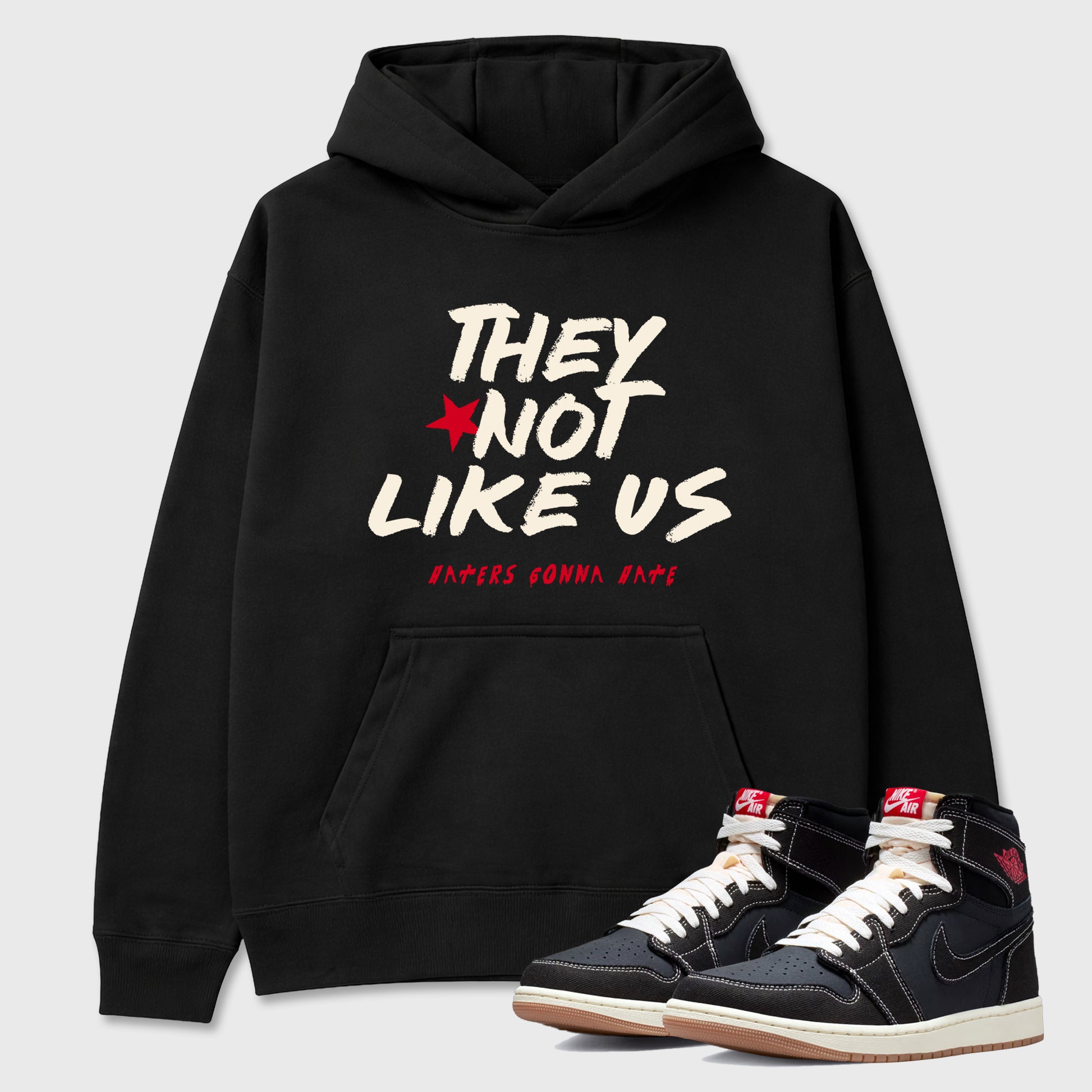 Sneaker match tees – Sneaker Tees To Match Air Jordan 1 Flight Club Shoes – They Not Like Us Tee Black 1