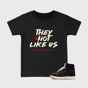 Sneaker match tees – Sneaker Tees To Match Air Jordan 1 Flight Club Shoes – They Not Like Us Kids T-Shirt Black 1