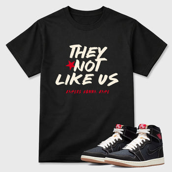 Sneaker match tees – Sneaker Tees To Match Air Jordan 1 Flight Club Shoes – They Not Like Us Tee Black 1