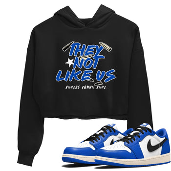 1s Game Royal shirts to match jordans They Not Like Us sneaker match tees Air Jordan 1 Retro Low OG Game Royal match shoes to clothes SNRT Sneaker Tees unisex cotton Black 1 crop tee