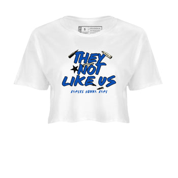 1s Game Royal shirts to match jordans They Not Like Us sneaker match tees Air Jordan 1 Retro Low OG Game Royal match shoes to clothes SNRT Sneaker Tees unisex cotton White 2 crop tee