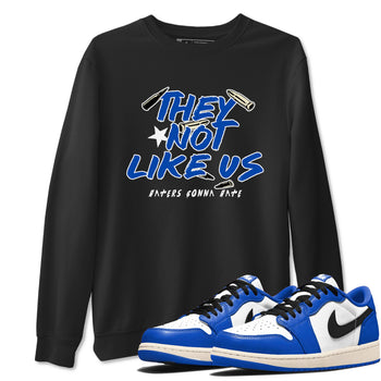1s Game Royal shirts to match jordans They Not Like Us sneaker match tees Air Jordan 1 Retro Low OG Game Royal match shoes to clothes SNRT Sneaker Tees unisex cotton Black 1 shirts