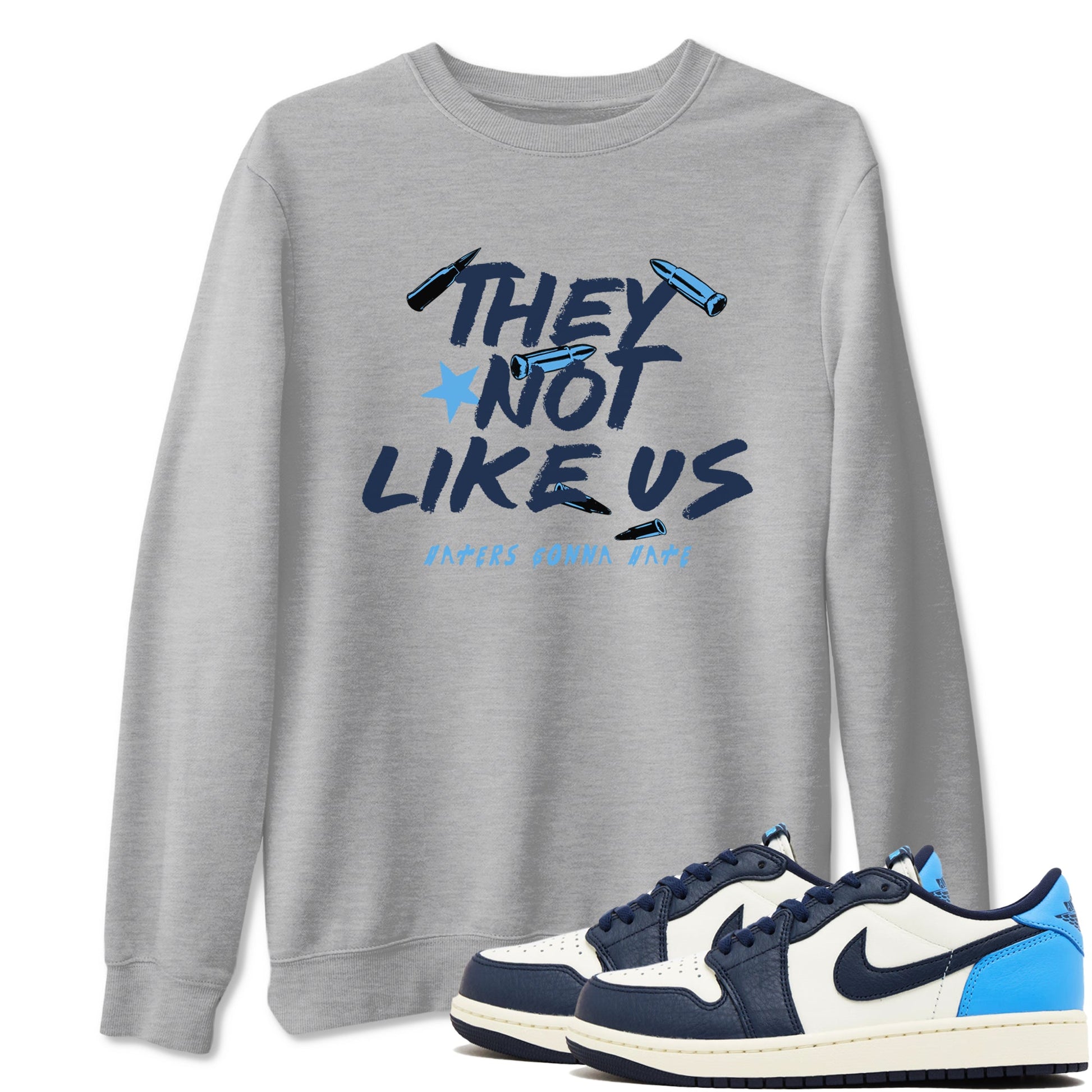 1s Obsidian shirts to match jordans They Not Like Us shirts to match Jordans AJ1 Retro Low OG Obsidian match shoes to clothes SNRT Sneaker Tees unisex cotton Heather Grey 1 shirts