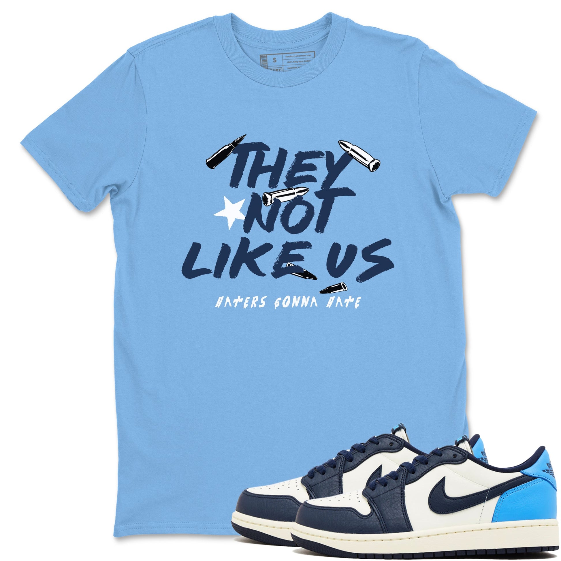 1s Obsidian shirts to match jordans They Not Like Us shirts to match Jordans AJ1 Retro Low OG Obsidian match shoes to clothes SNRT Sneaker Tees unisex cotton Carolina Blue 1 shirts