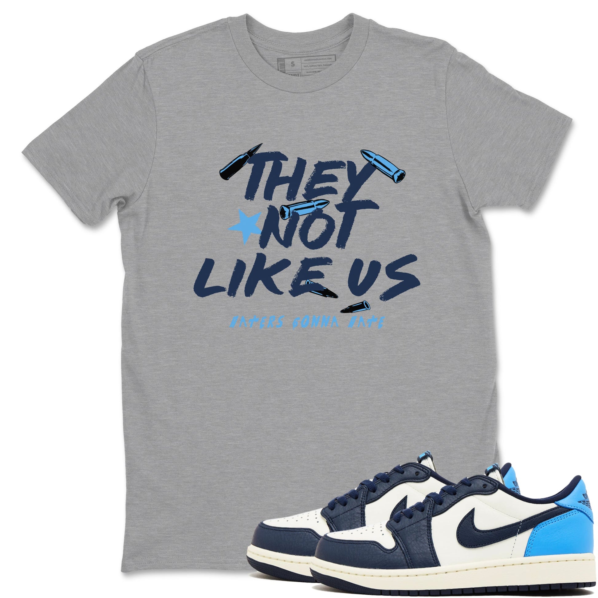 1s Obsidian shirts to match jordans They Not Like Us shirts to match Jordans AJ1 Retro Low OG Obsidian match shoes to clothes SNRT Sneaker Tees unisex cotton Heather Grey 1 shirts