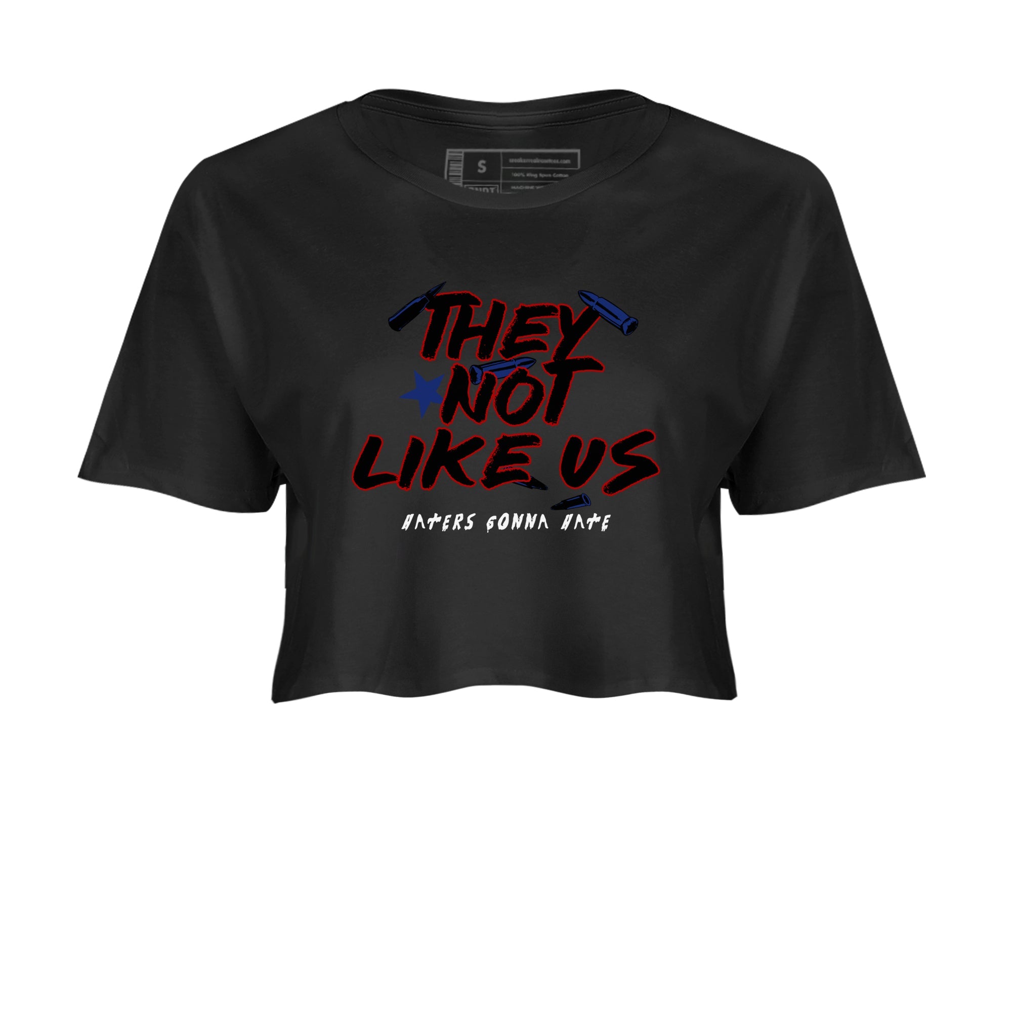 1s Rare Air shirts to match jordans They Not Like Us sneaker match tees Air Jordan 1 High OG Rare Air Deep Royal Blue match shoes to clothes SNRT Sneaker Tees unisex cotton Black 2 crop tee
