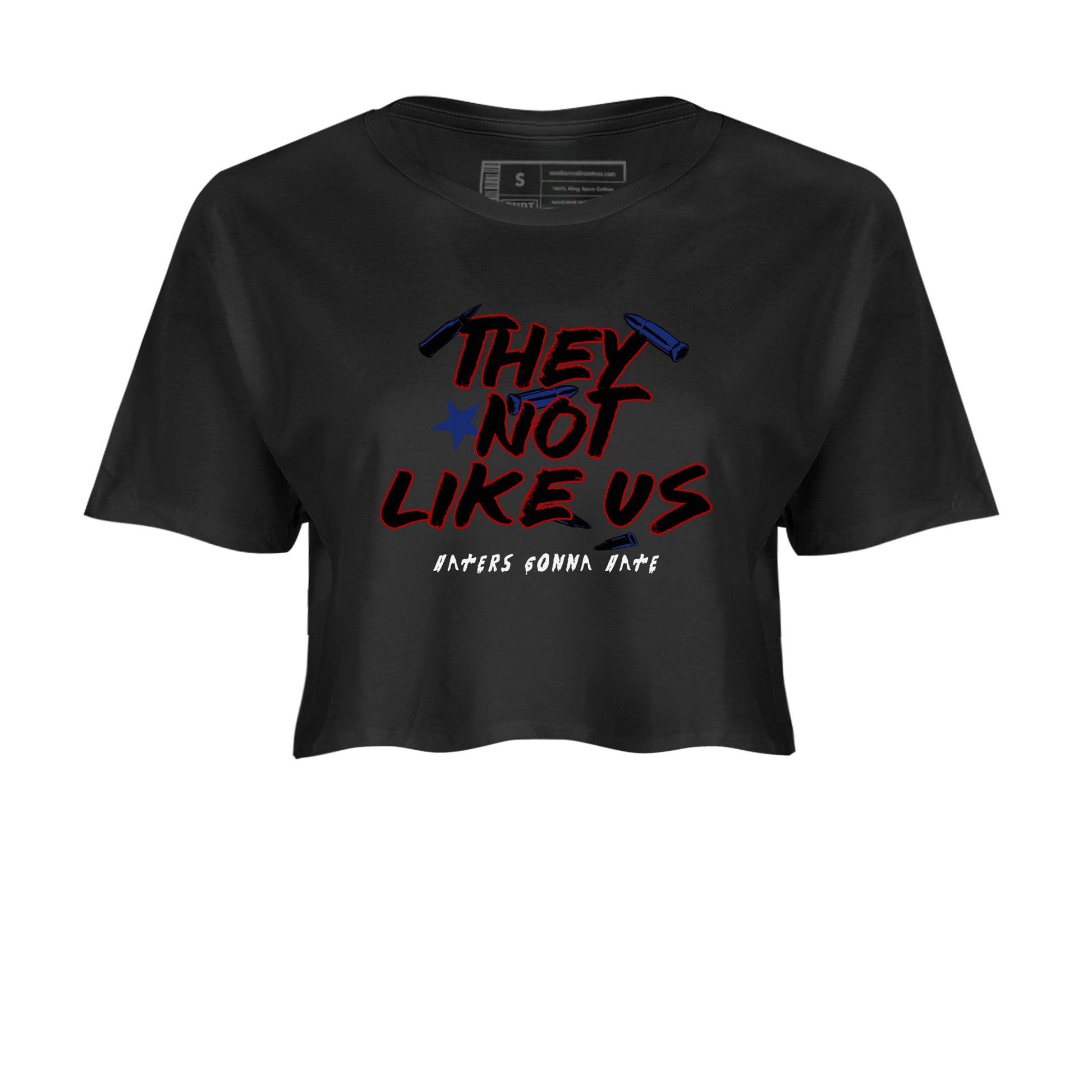 1s Rare Air shirts to match jordans They Not Like Us sneaker match tees Air Jordan 1 High OG Rare Air Deep Royal Blue match shoes to clothes SNRT Sneaker Tees unisex cotton Black 2 crop tee