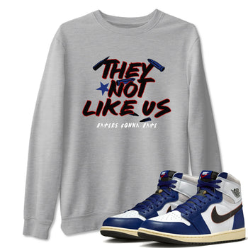 1s Rare Air shirts to match jordans They Not Like Us sneaker match tees Air Jordan 1 High OG Rare Air Deep Royal Blue match shoes to clothes SNRT Sneaker Tees unisex cotton Heather Grey 1 shirts