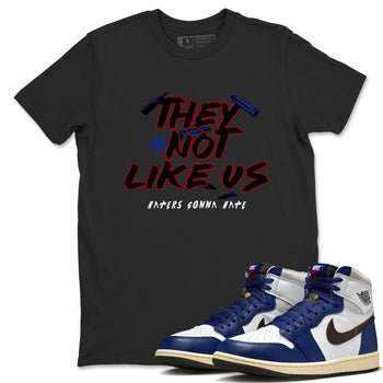 1s Rare Air shirts to match jordans They Not Like Us sneaker match tees Air Jordan 1 High OG Rare Air Deep Royal Blue match shoes to clothes SNRT Sneaker Tees unisex cotton Black 1 shirts