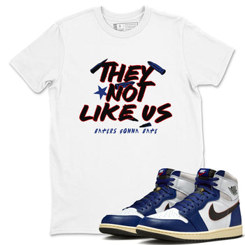1s Rare Air shirts to match jordans They Not Like Us sneaker match tees Air Jordan 1 High OG Rare Air Deep Royal Blue match shoes to clothes SNRT Sneaker Tees unisex cotton White 1 shirts