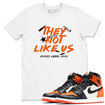 Sneaker match tees – Sneaker Tees To Match Air Jordan 1 Shattered Backboard Shoes – They Not Like Us Tee White 1