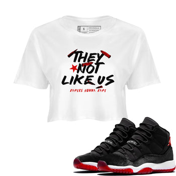 11s Bred Velvet shirts to match jordans They Not Like Us sneaker match tees Air Jordan 11 Retro Bred Velvet match shoes to clothes SNRT Sneaker Tees unisex cotton White 1 crop tee