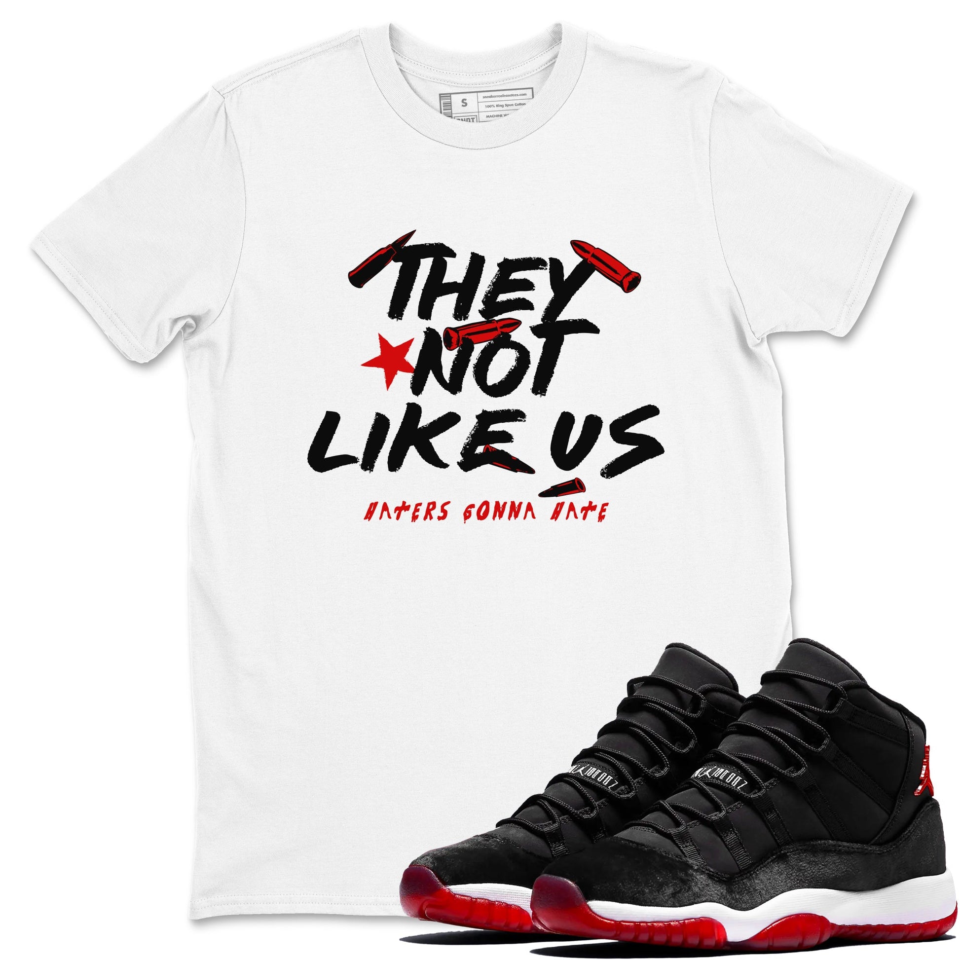 11s Bred Velvet shirts to match jordans They Not Like Us sneaker match tees Air Jordan 11 Retro Bred Velvet match shoes to clothes SNRT Sneaker Tees unisex cotton White 1 shirts