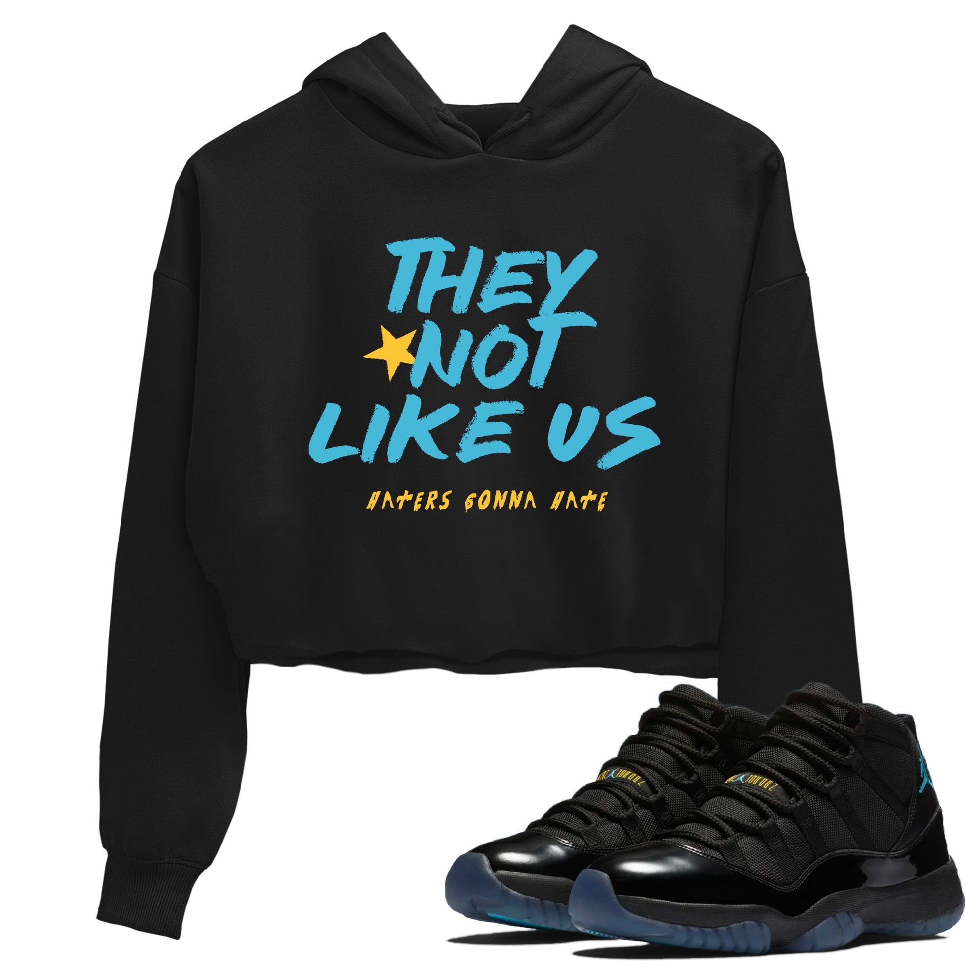 Sneaker match tees – Sneaker Tees To Match Air Jordan 11 Gamma Shoes – They Not Like Us Crop T-Shirt Black 1