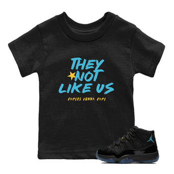Sneaker match tees – Sneaker Tees To Match Air Jordan 11 Gamma Shoes – They Not Like Us Kids T-Shirt Black 1